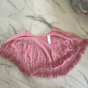 Vintage Havana gauze pink poncho- cute for coverup!